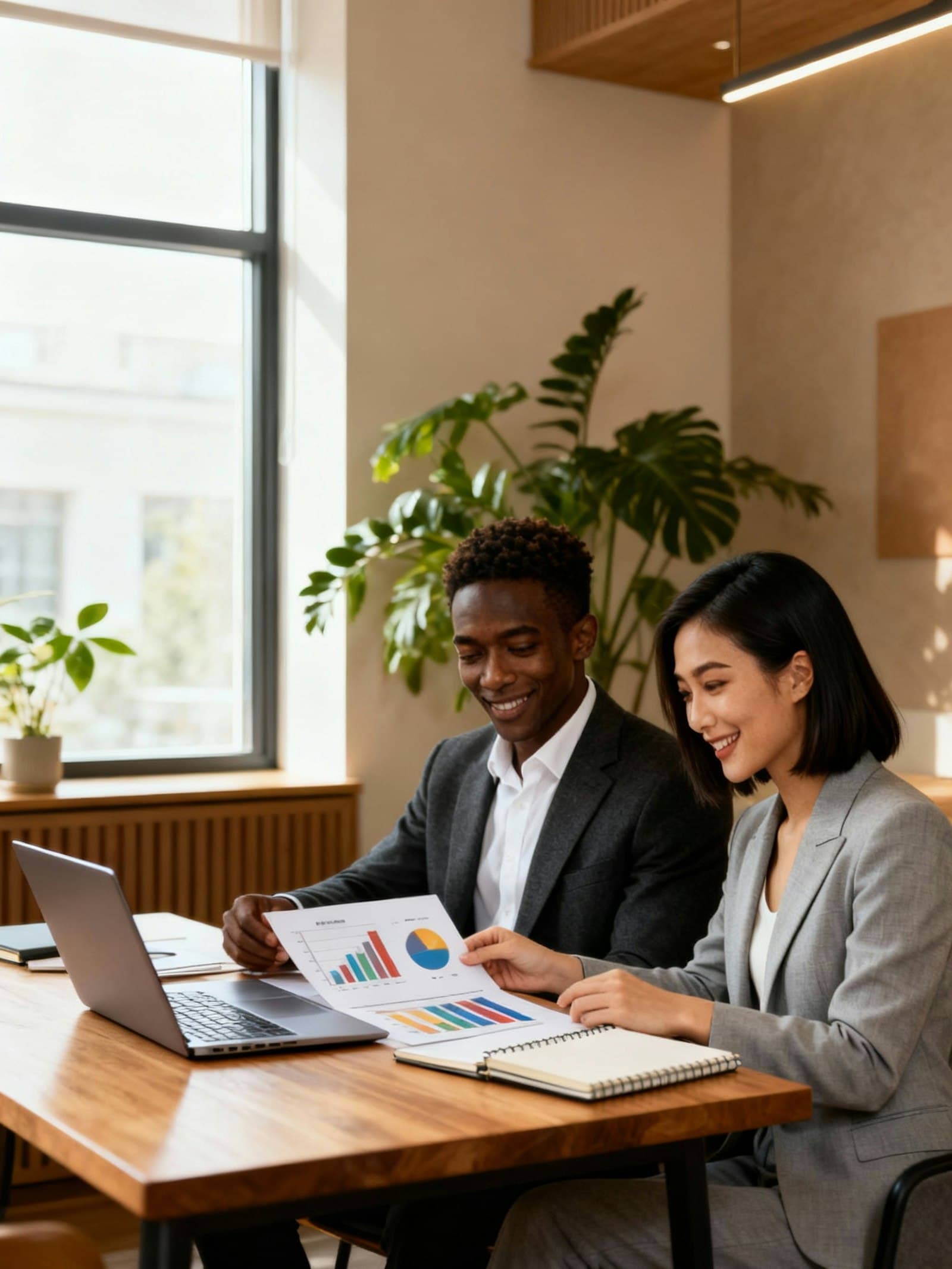 Two colleagues reviewing evidence together at a table
